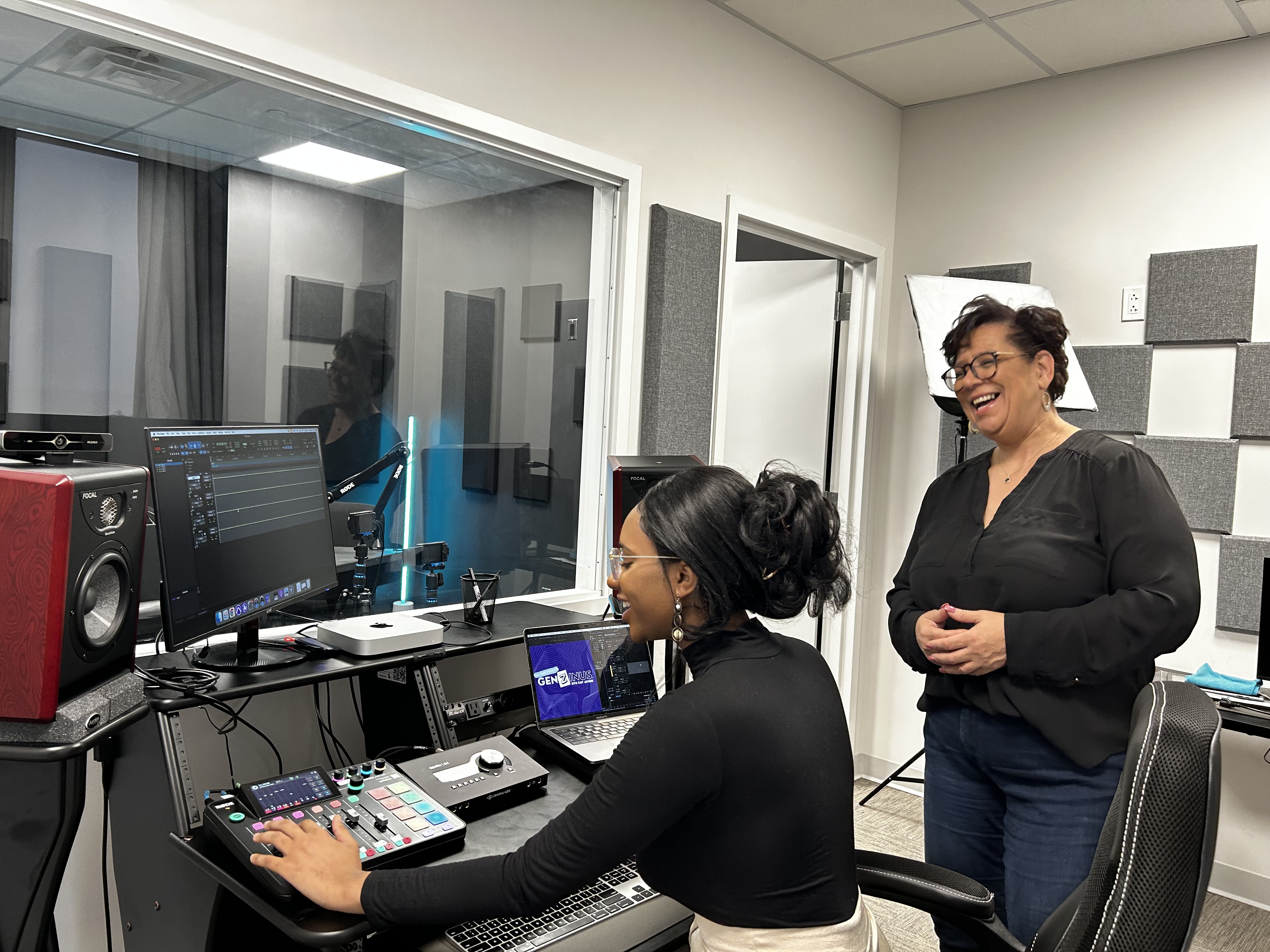 Misty in her studio workspace